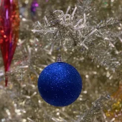 Farrisilk Blue Glitter Ball Ornament, 4"