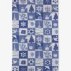 Geometry Blue Holiday Treats Tea Towel