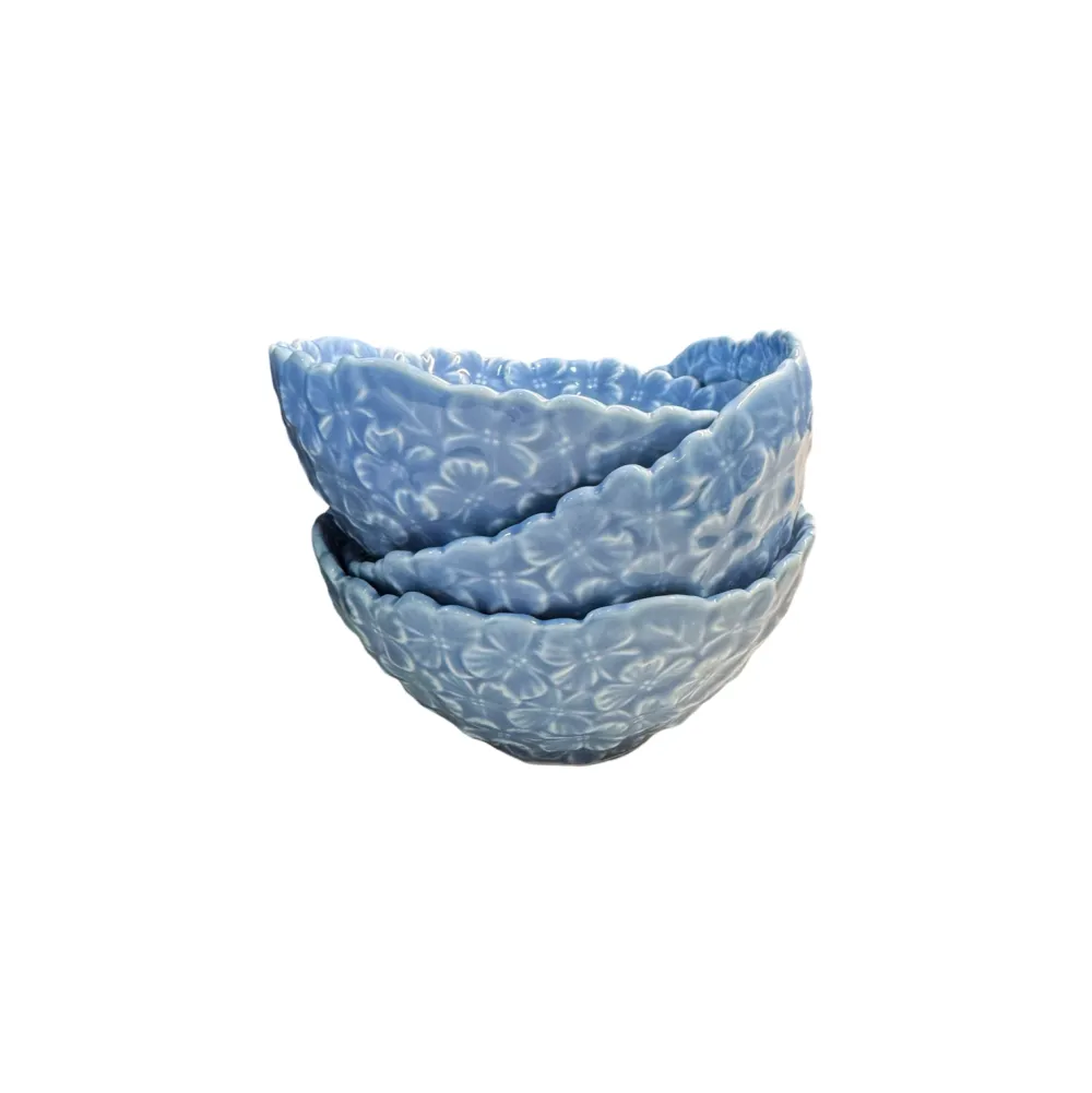 Two's Company Blue Hydrangea Tidbit Bowl Set