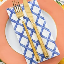 Hester & Cook Blue Lattice Guest Napkin Set