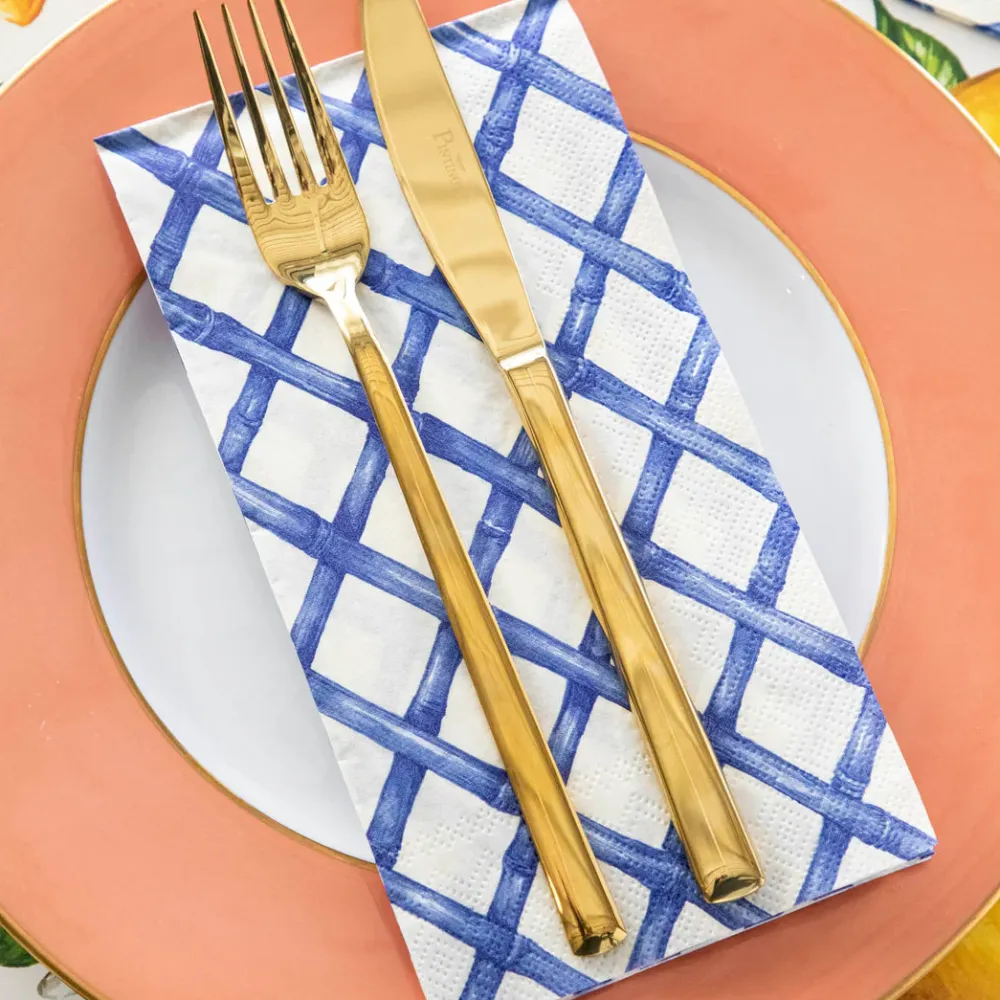 Hester & Cook Blue Lattice Guest Napkin Set