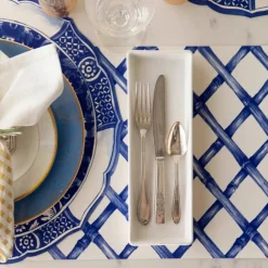 Hester & Cook Blue Lattice Placemat Set