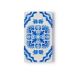 Two's Company Blue Tile Block Dinner Napkin Set