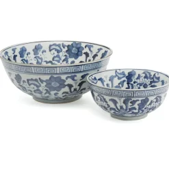 Two's Company Blue & White Lotus Flower Bowl