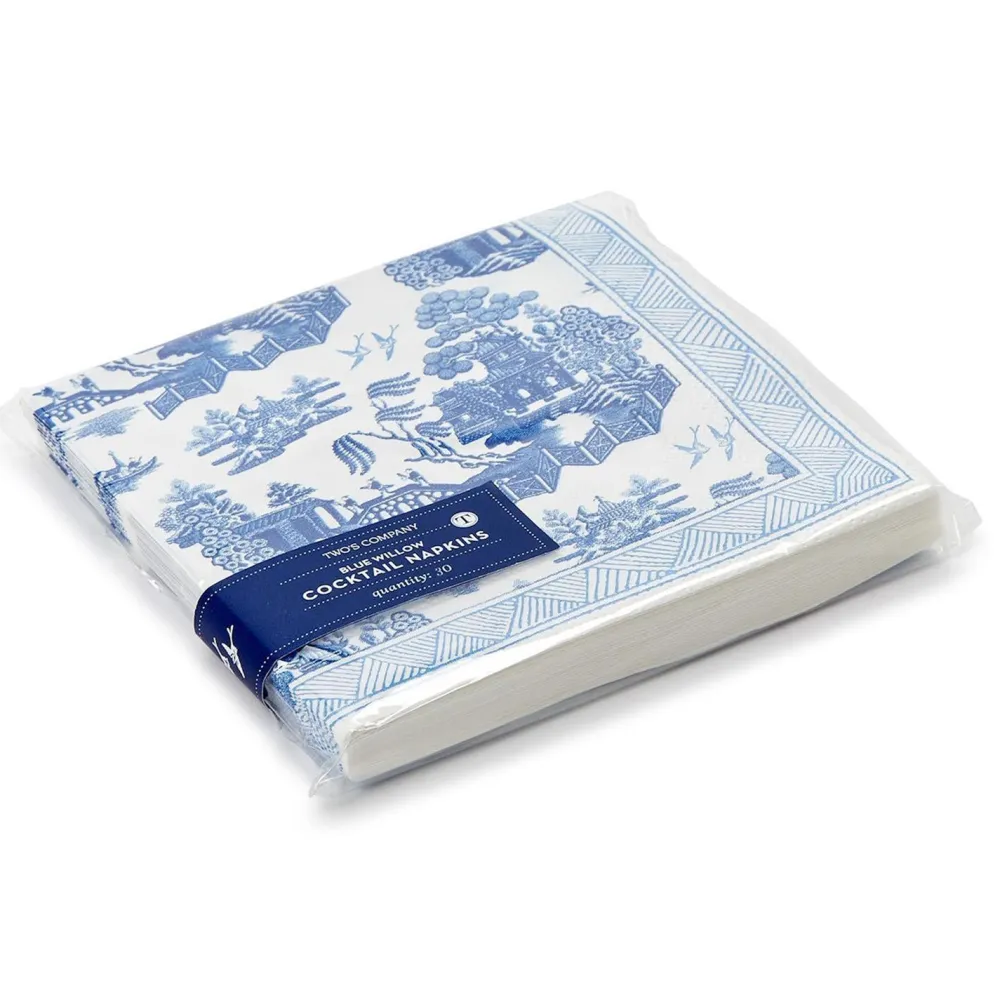 Two's Company Blue Willow Paper Cocktail Napkin Set