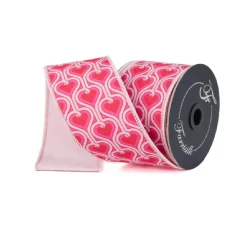 Farrisilk Blush Groovy Hearts Ribbon, 2.5" X 10YD