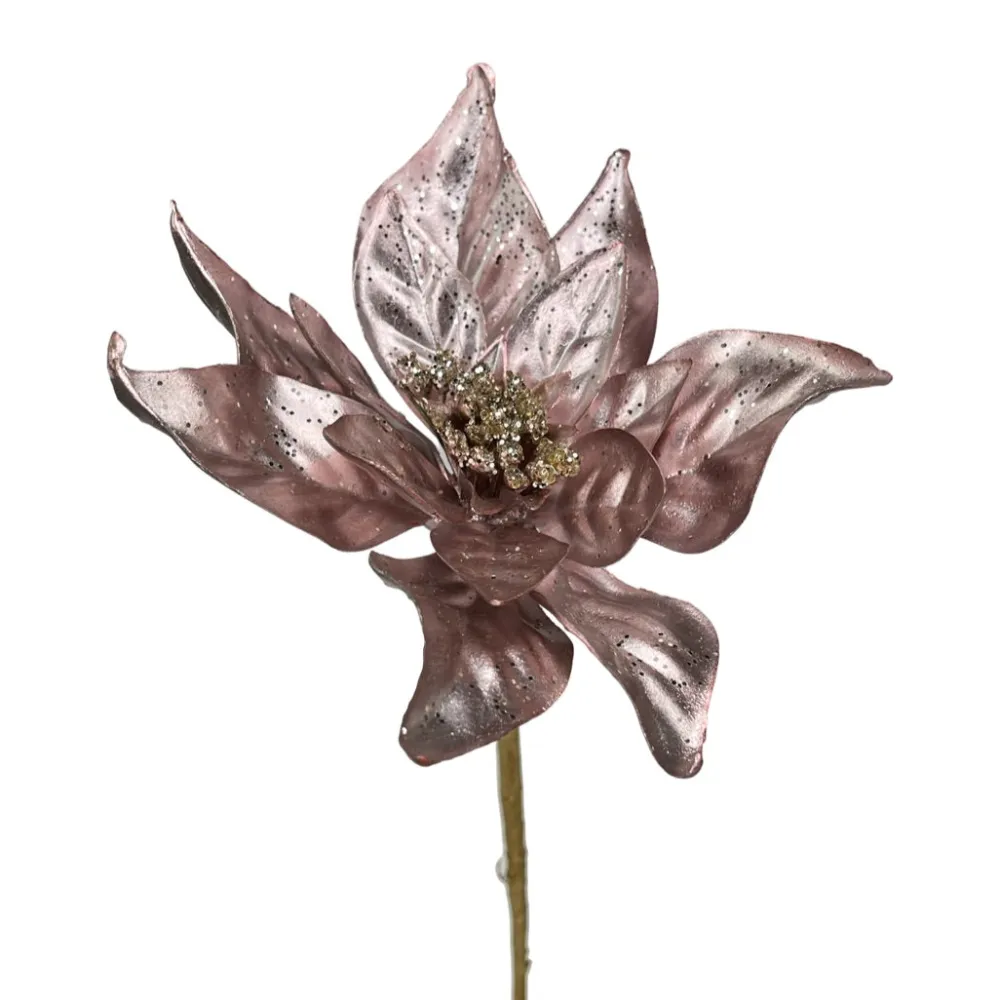 Regency Blush Pink Metallic Poinsettia Stem