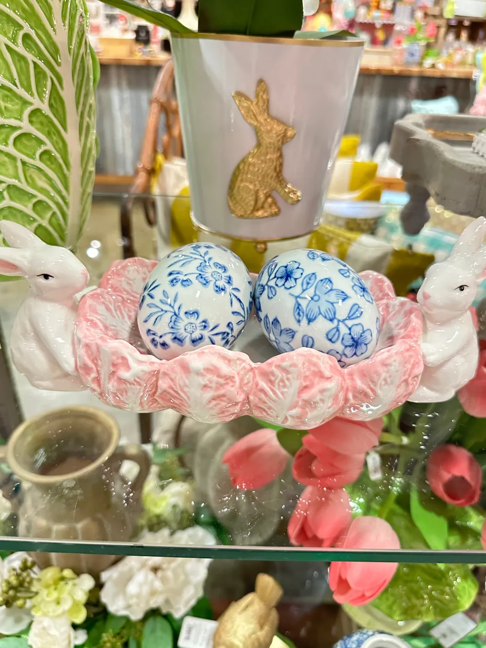 RAZ Box of 6 Blue Floral Eggs