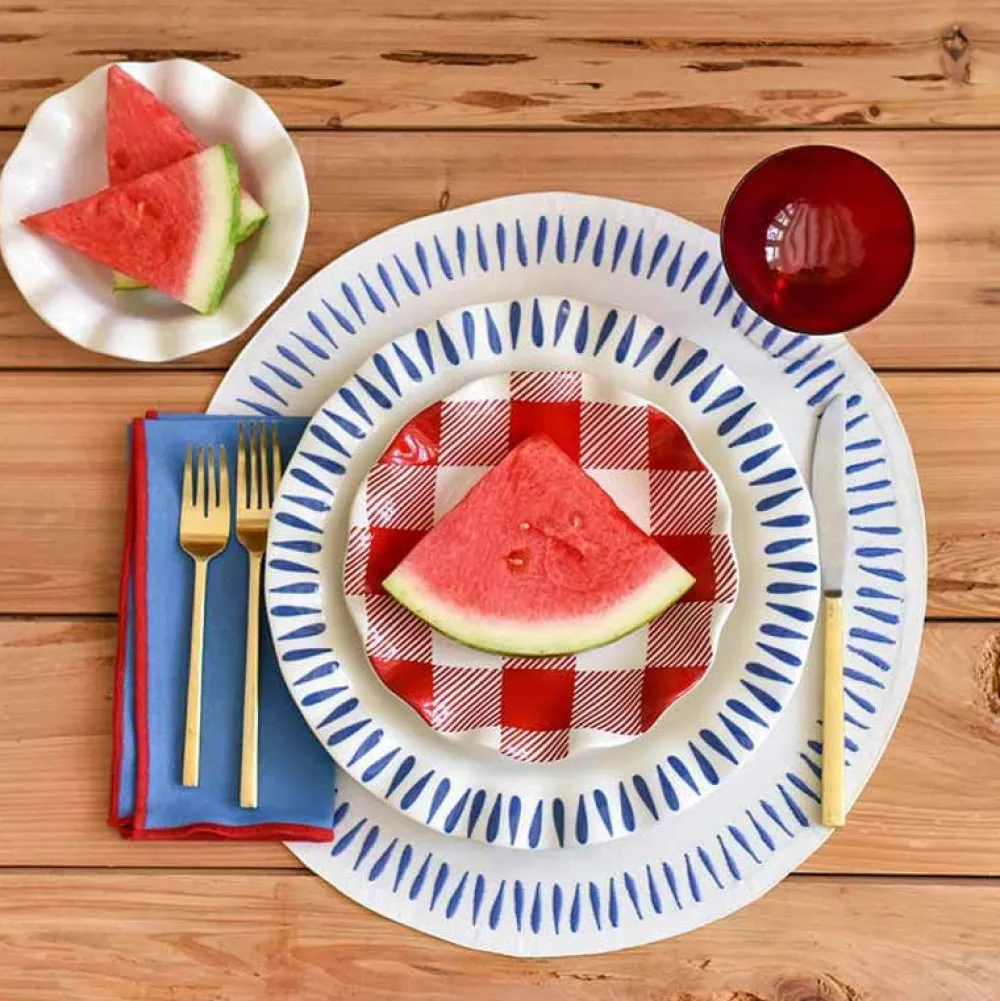 Coton Colors Buffalo Ruffle Salad Plate Red
