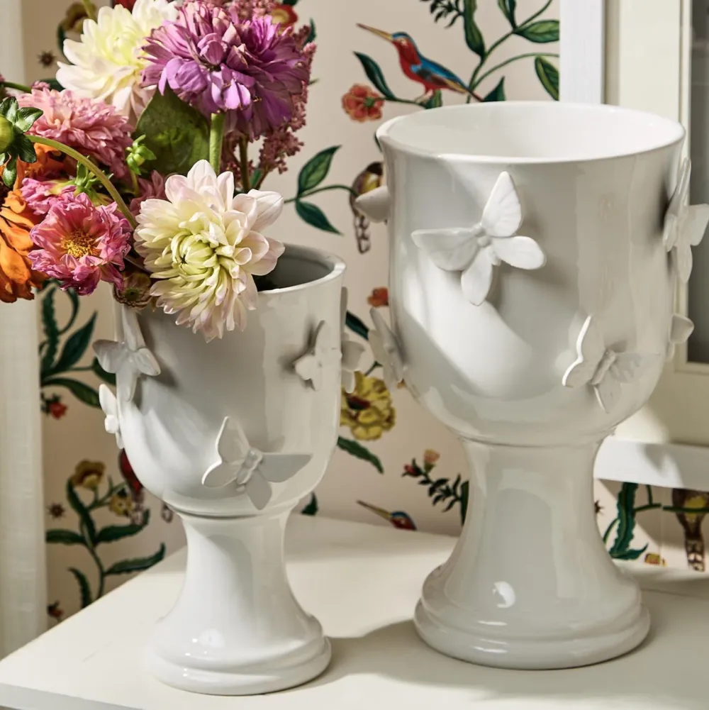 Two's Company Butterfly Pedestal Cachepot