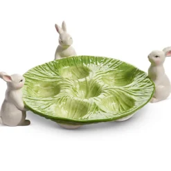 RAZ Cabbage Bunny Egg Holder Plate
