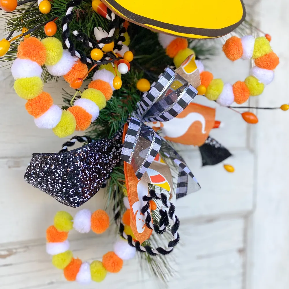 Liberty Floral Candy Corn Felt Ball Spray