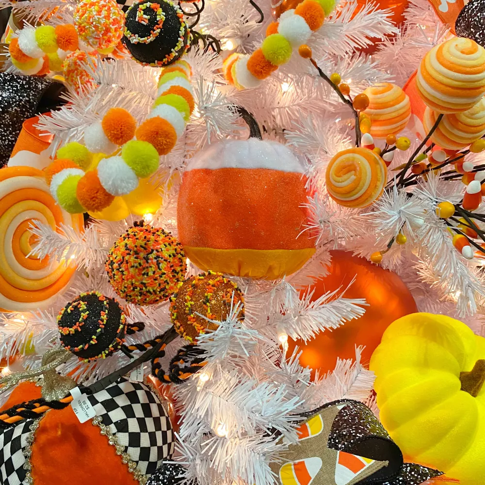 Liberty Floral Candy Corn Felt Ball Spray