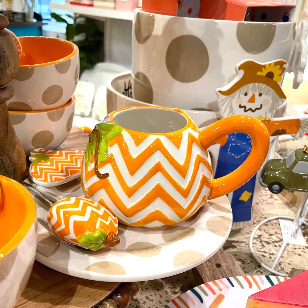 Happy Everything Chevron Pumpkin Shaped Mug by !