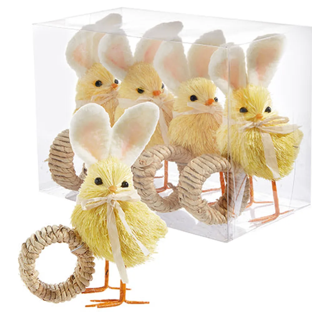 RAZ Chick with Bunny Ears Napkin Ring Set