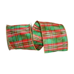 Reliant Ribbon Christmas Dupioni Plaid Ribbon, 4" X 10YD