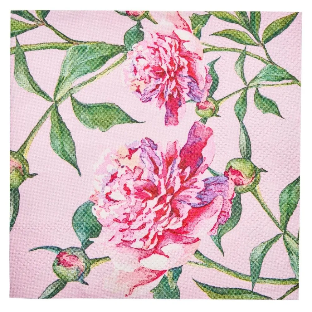 Sophistiplate Cocktail Napkin, Pink Peonies