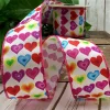 D. Stevens Colorful Hearts on White Ribbon with Pink Edge 2.5“ x 10yds