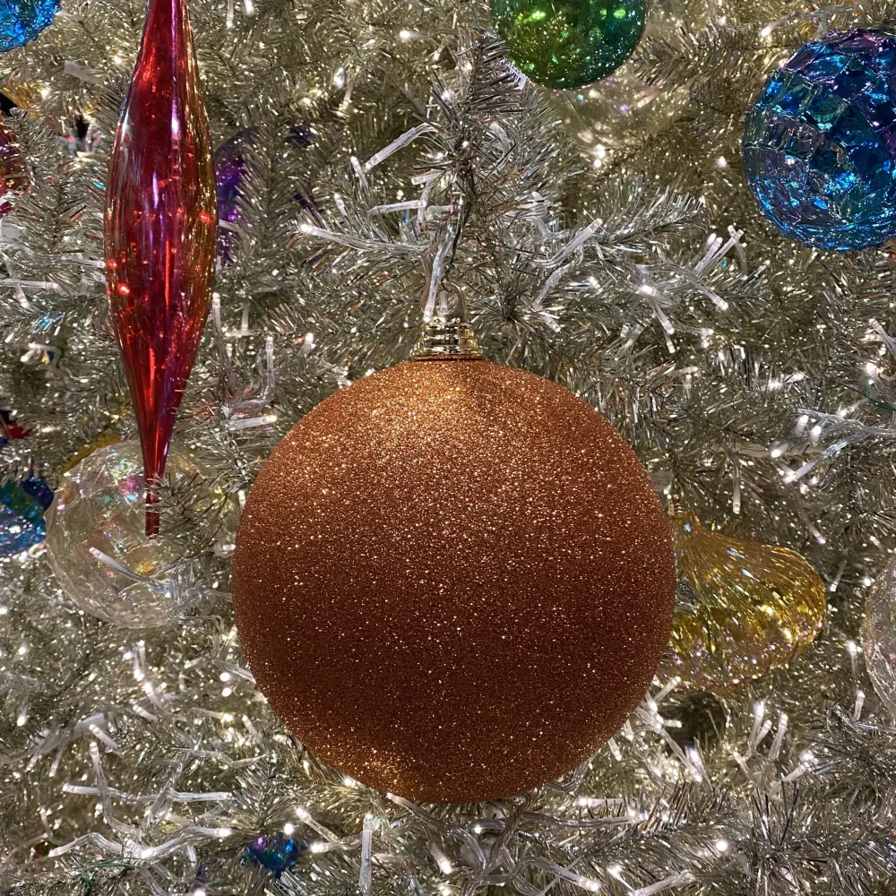 Farrisilk Copper Glitter Ball Ornament, 6"