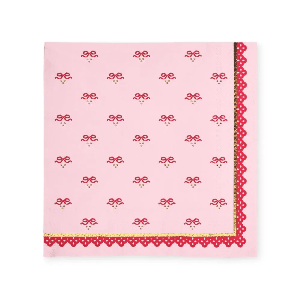 Harlow & Grey Coquette Christmas Large Bows Party Napkins