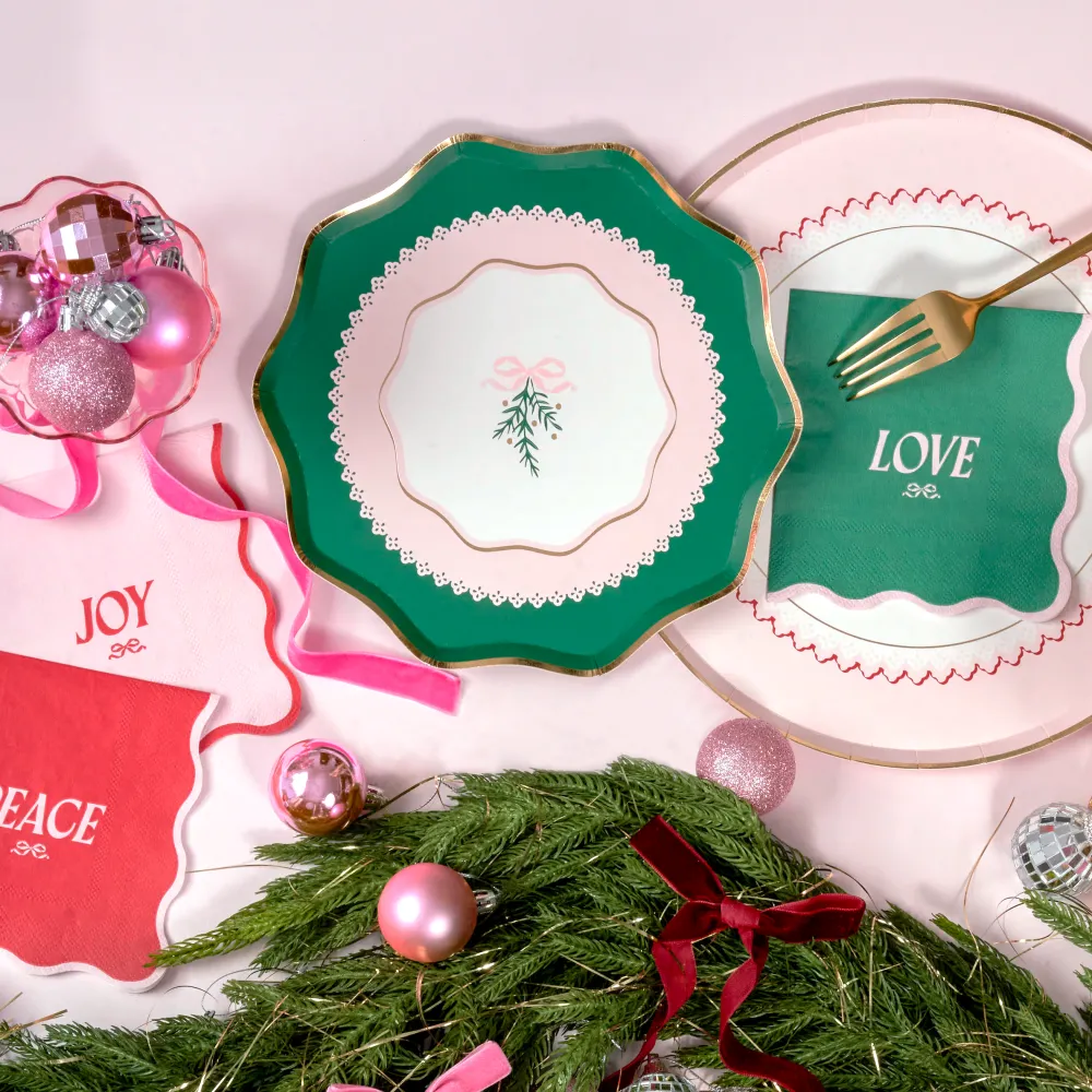 Harlow & Grey Coquette Christmas Small Bows Dessert Plates