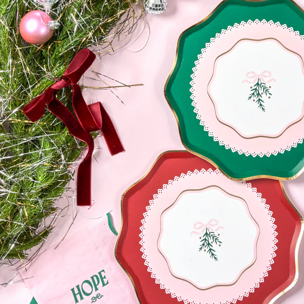 Harlow & Grey Coquette Christmas Small Bows Dessert Plates