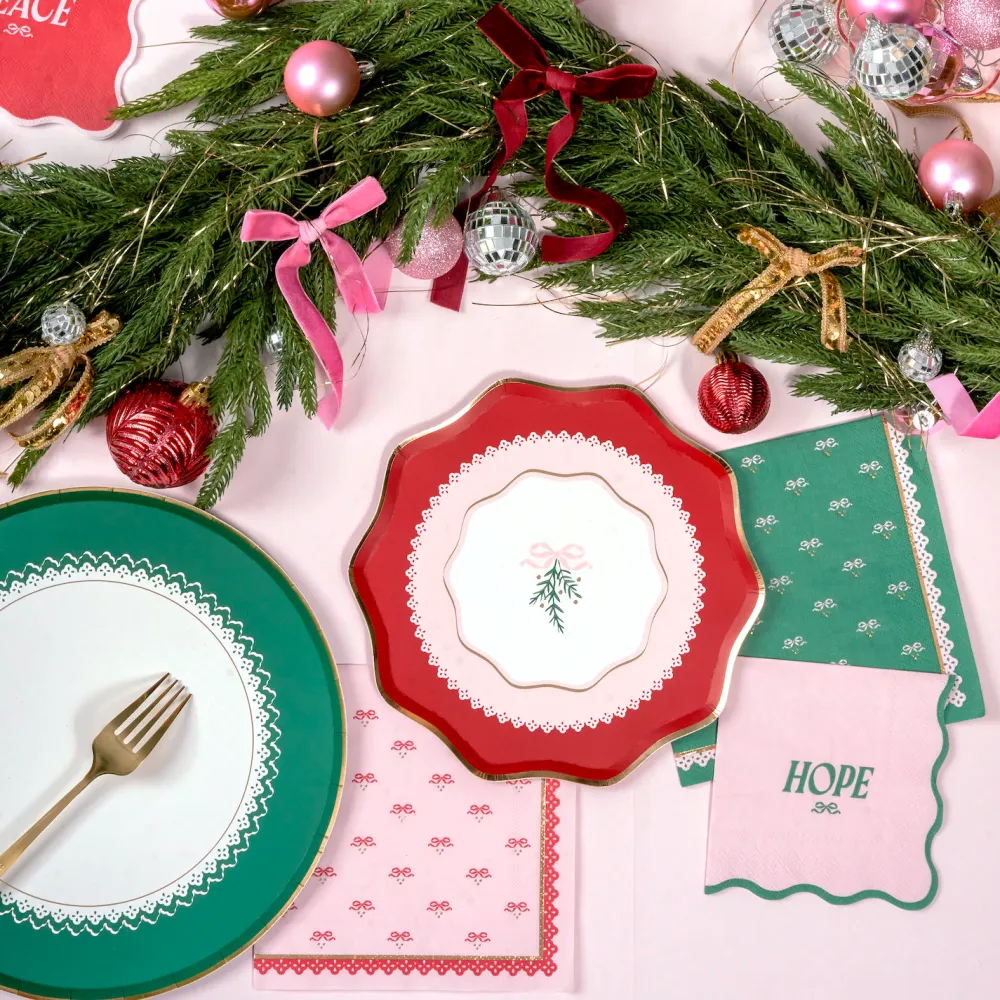 Harlow & Grey Coquette Christmas Small Bows Dessert Plates
