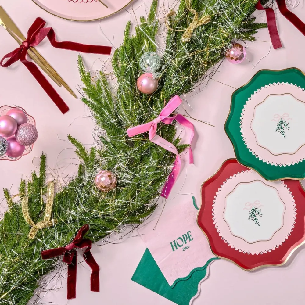 Harlow & Grey Coquette Christmas Small Bows Dessert Plates