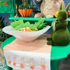 Two's Company Cottontail Table Runner with Bunny Pom Pom