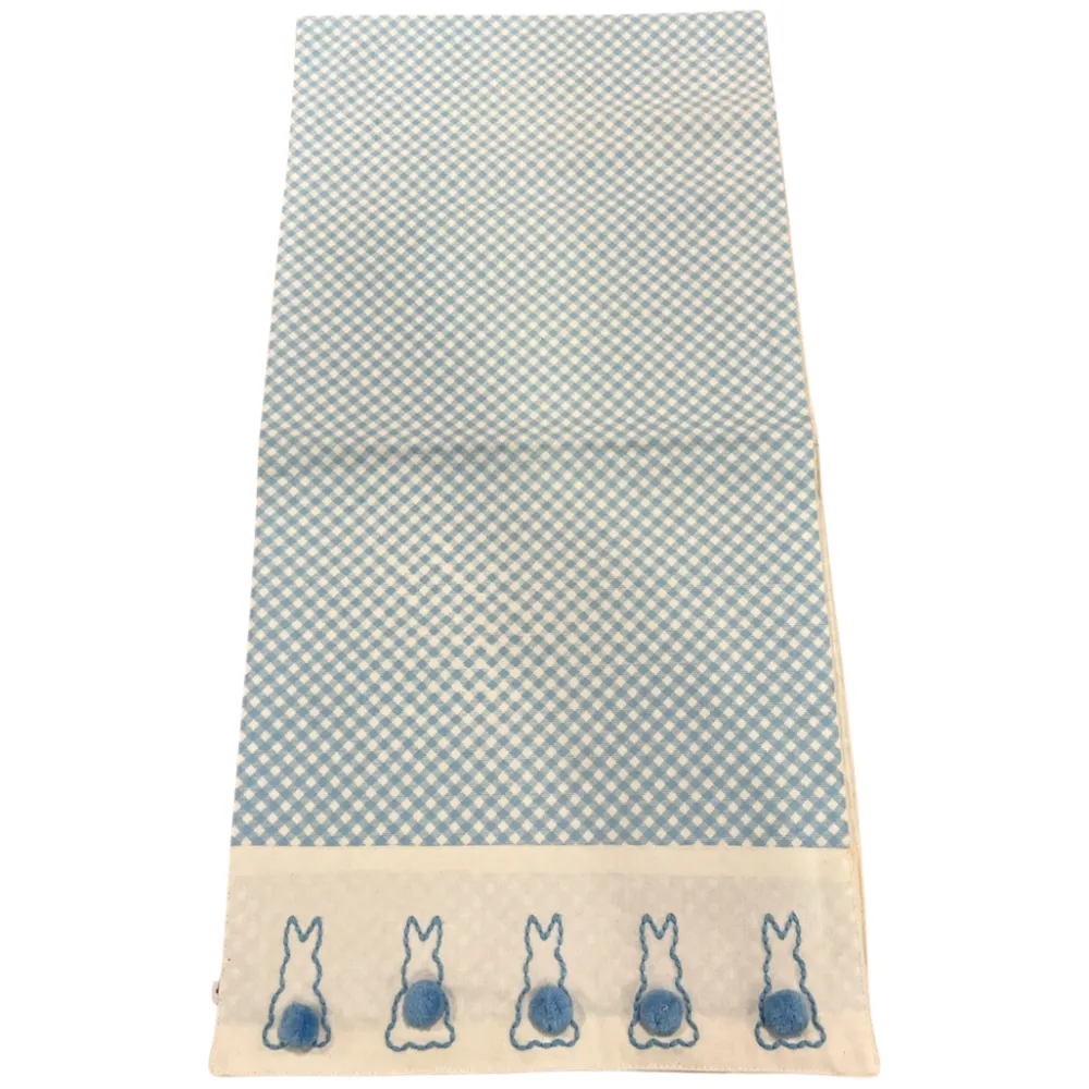 Two's Company Cottontail Table Runner with Bunny Pom Pom