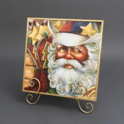Farrisilk Cowboy Santa by Celia Meadors, Large