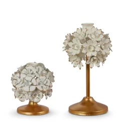 RAZ Cream Floral Candle Holder Set