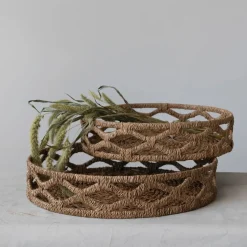 Creative Coop Decorative Hand-Woven Bankuan Trays
