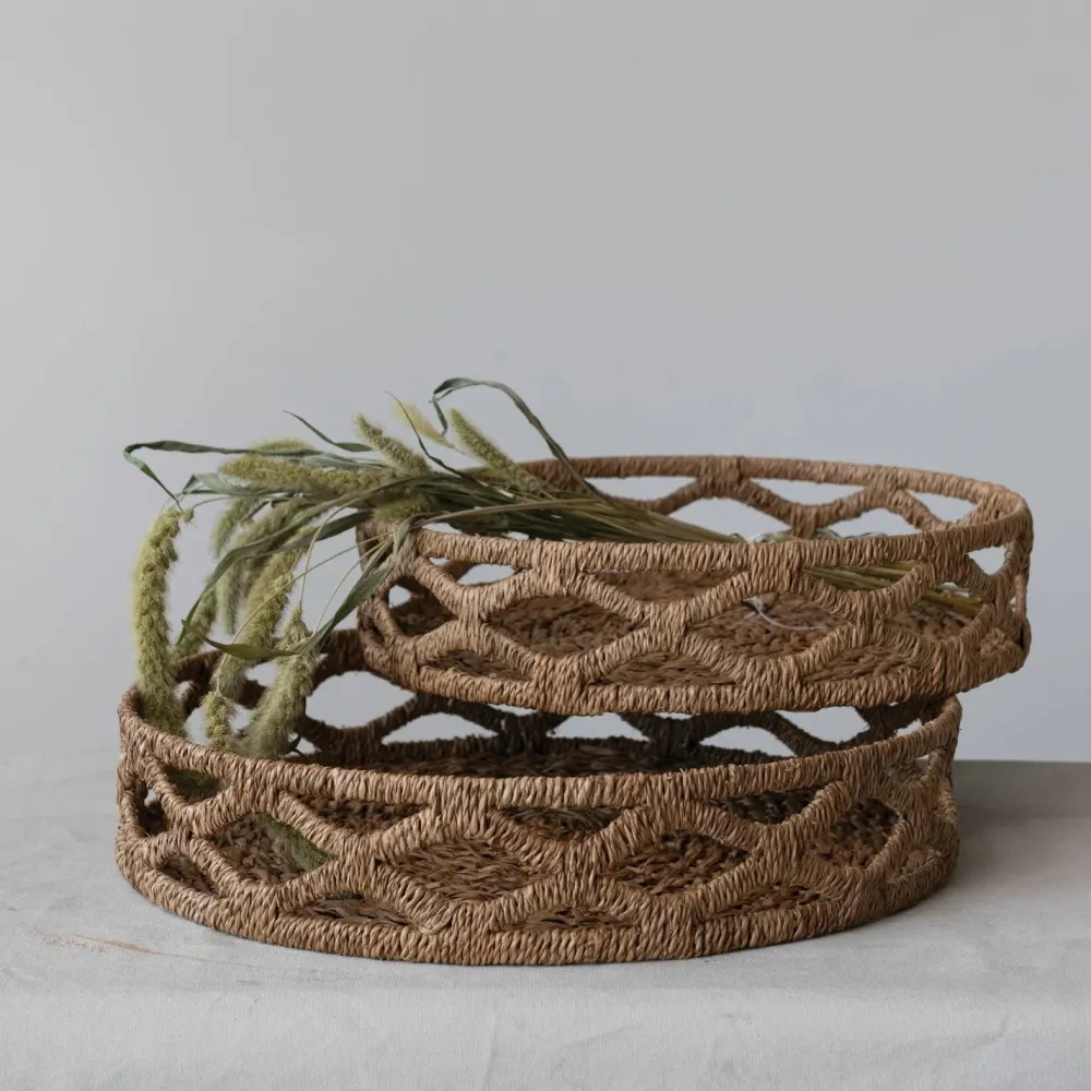 Creative Coop Decorative Hand-Woven Bankuan Trays