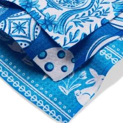 Geometry Delft Blue Easter Eggs and Bunnies Dishcloth Set