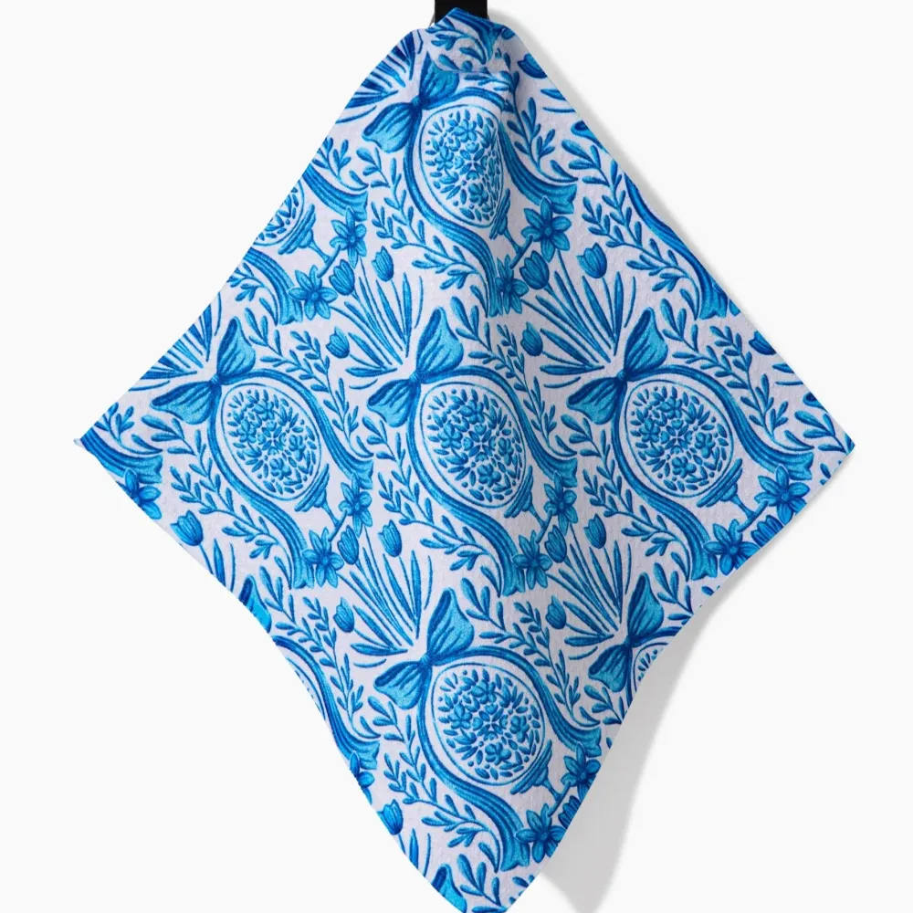 Geometry Delft Blue Easter Eggs and Bunnies Dishcloth Set