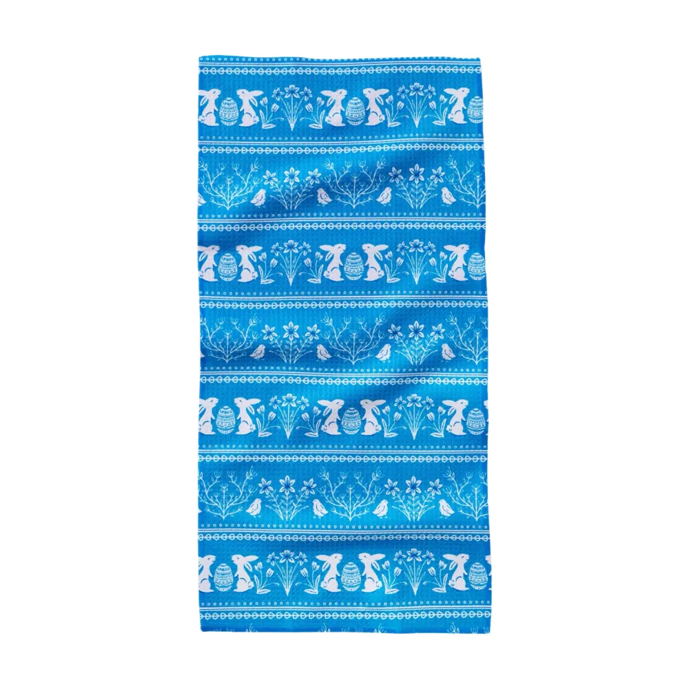 Geometry Delft Blue Easter Stripe Bar Towel