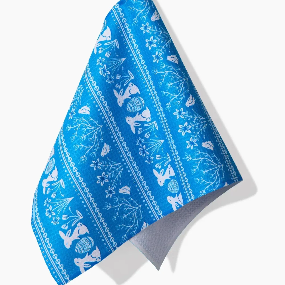 Geometry Delft Blue Easter Stripe Bar Towel