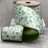 D. Stevens Dupion Green Floral Rabbit Ribbon, 4" x 10YD