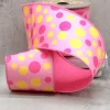 D. Stevens Dupion Pink and Yellow Polka Dots Ribbon, 4" x 10YD