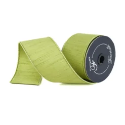 Farrisilk Dusted Lime Dupion Ribbon, 2.5" X 10YD