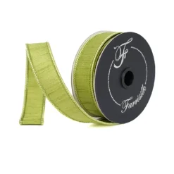 Farrisilk Dusted Lime Dupion Ribbon, 1" X 10YD