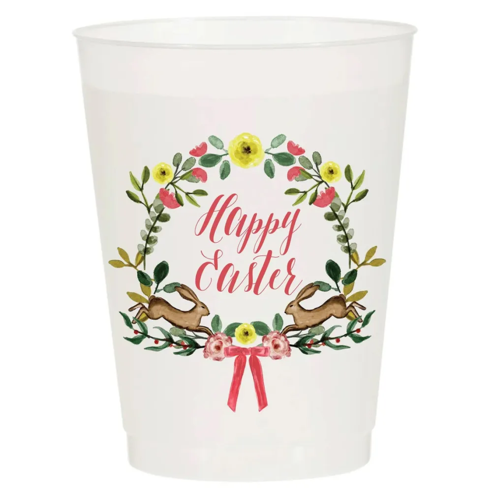 Sip Hip Hooray Easter Floral Wreath Frosted Cups