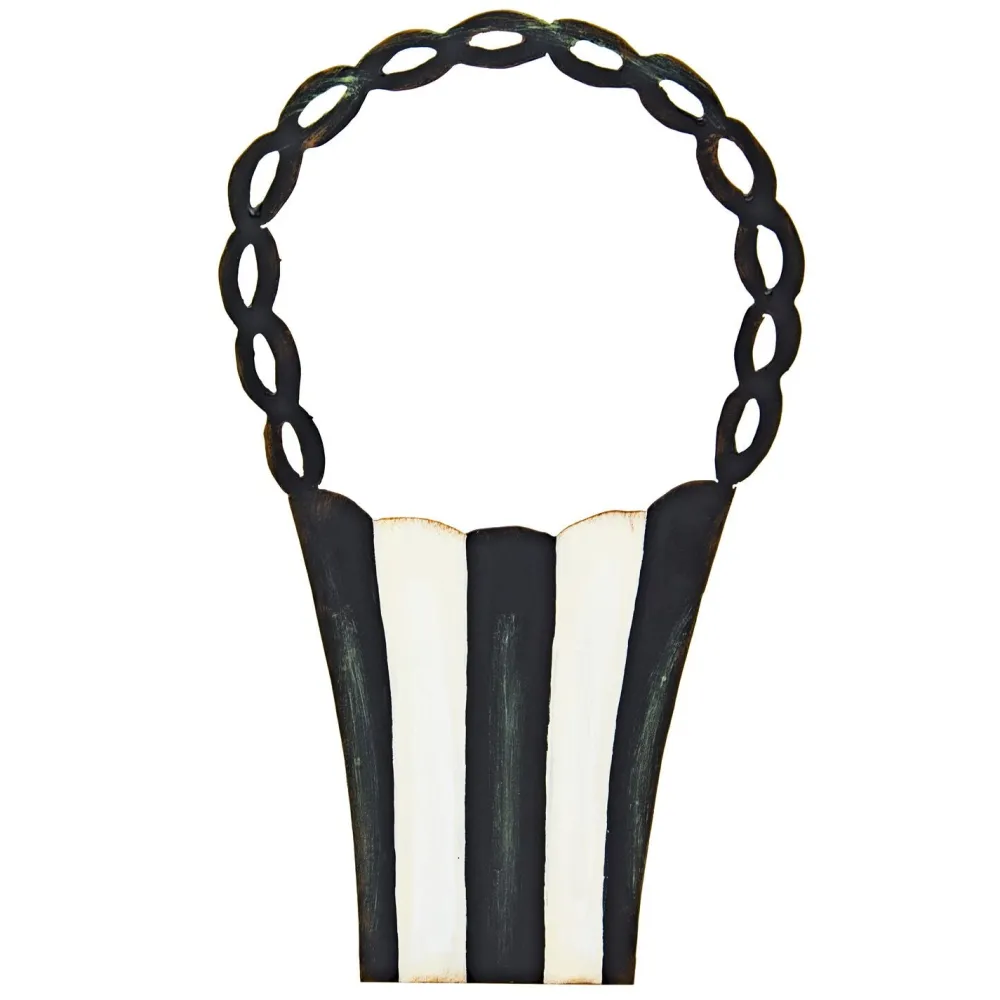 The Round Top Collection Elegant Black & White Basket, Tall