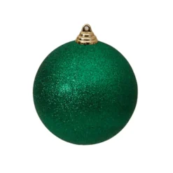 Farrisilk Emerald Green Glitter Ball Ornament, 4"
