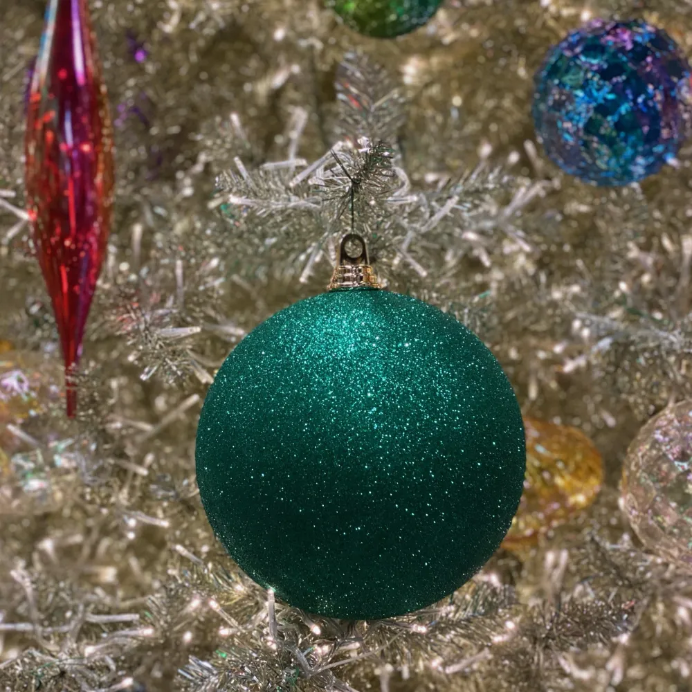 Farrisilk Emerald Green Glitter Ball Ornament, 6"