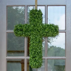 Mills Floral Company Faux Boxwood Cross