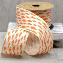 D. Stevens Faux Rattan Orange Carrot Ribbon, 2.5" x 10YD