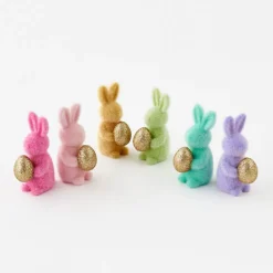 180 Degrees Flocked Bunny with Gold Egg