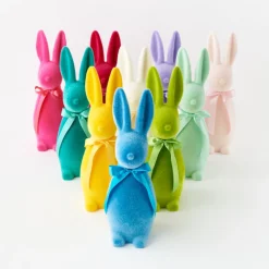 180 Degrees Flocked Button Nose Bunny Figurine, 16"